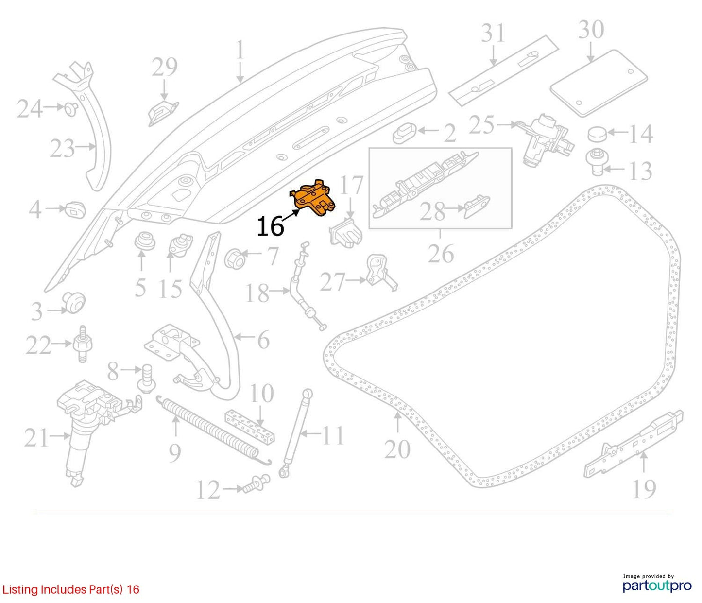 2012–2015 Audi A6 Trunk Lid Lock Inner Used OEM 4H0827505