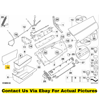 2012 BMW X6 Rear Wall Glovebox Used OEM 51167161769