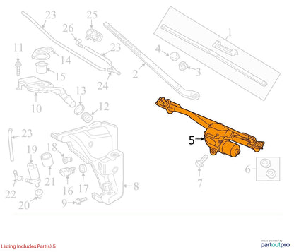 2013 Audi A6 Quattro Window Wiper Mounting with Wiper Motor Used OEM 4G1955023A