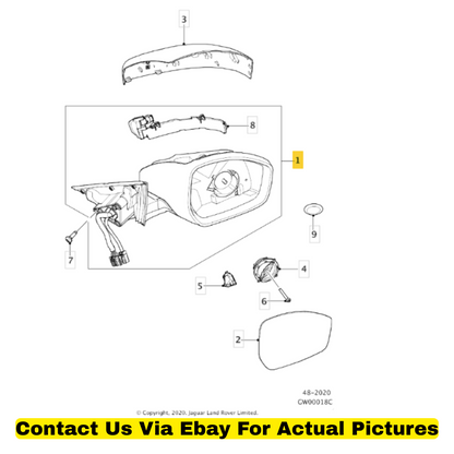 2018 Jaguar F-Pace LH Side Mirror Used OEM T4A5609