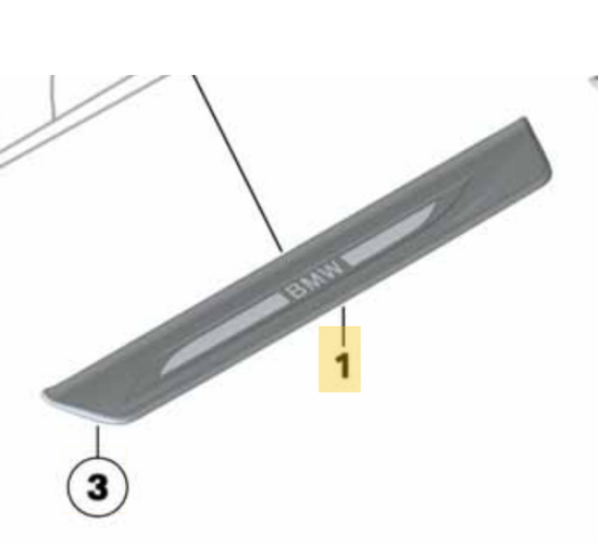 2011–2016 BMW 520i Front Left Illuminated Door Sill Trim USED OEM 51477203607