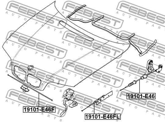 FEBEST BMW Cable Assembly Hood Lock Control 19101-E46FL