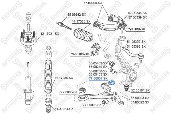 STELLOX 2003-2012 Honda Accord Front Lower Arm Bush 51393-SDA-A02