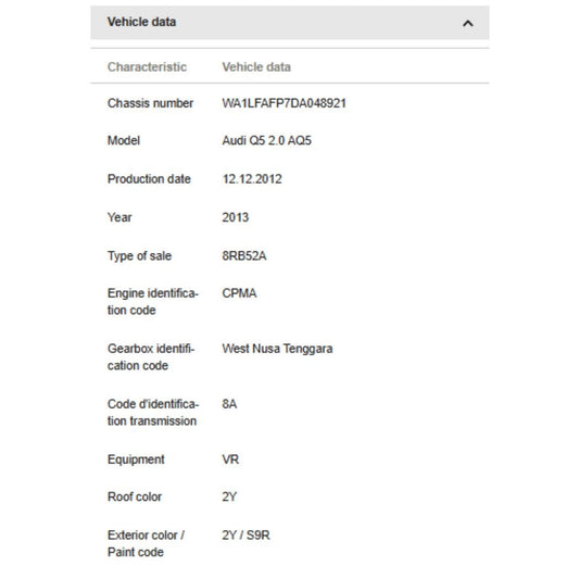 2012 Audi Q5 Reading Light 8T0947140 6PS