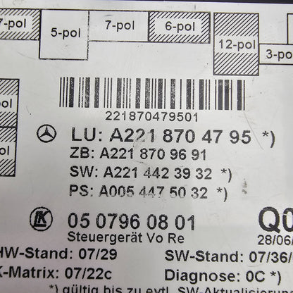 2007-2013 Mercedes-Benz S Front Right Door Control Module A2218704795