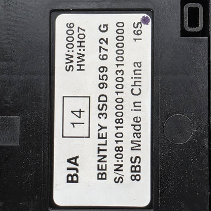 2019 Bentley Continental Control Panel Switch Unit Module 3SD959672G