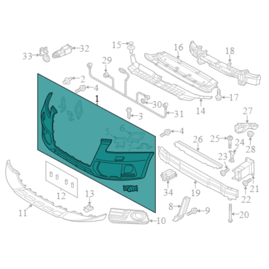 2013 Audi Q5 Front Bumper Cover Used OEM 8R0807065AGRU