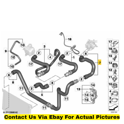 2012 Mini Cooper Countryman Radiator Coolant Hose Used OEM 17129802098