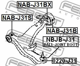 FEBEST 2003-2009 Nissan Murano Rear Arm Bushing Front Arm (Hydro) NAB-J31B