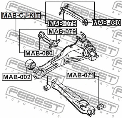 FEBEST 1992-2003 Mitsubishi Lancer Rear Rod Bushing MAB-079