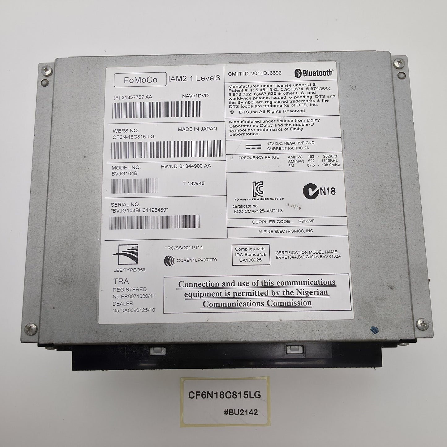 2011-2015 Jaguar XJL Receiver AM-FM-CD CF6N18C815LG