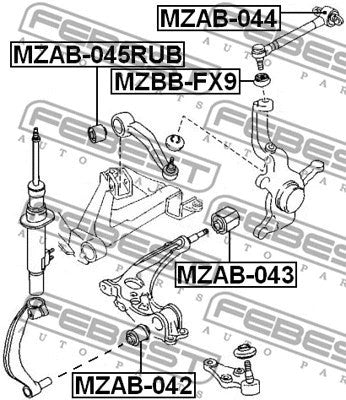 FEBEST 1995-2002 Mazda Millenia Front Arm Bushing MZAB-045RUB