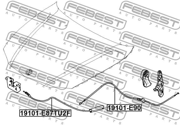FEBEST BMW Cable Assembly Hood Lock Control 19101-E87TU2F