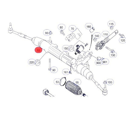 2008 Mercedes-Benz S550 Rack and Pinion Steering Gear Used OEM A2214601800