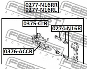 FEBEST 2001-2005 Nissan Almera Rear Right Brake Caliper Assy 0277-N16RR