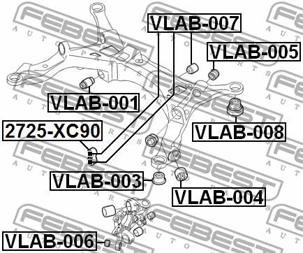 FEBEST 1999-2009 Volvo S60 Rear Crossmember Bushing VLAB-007