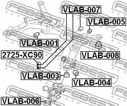 FEBEST 1999-2009 Volvo S60 Rear Crossmember Bushing VLAB-007