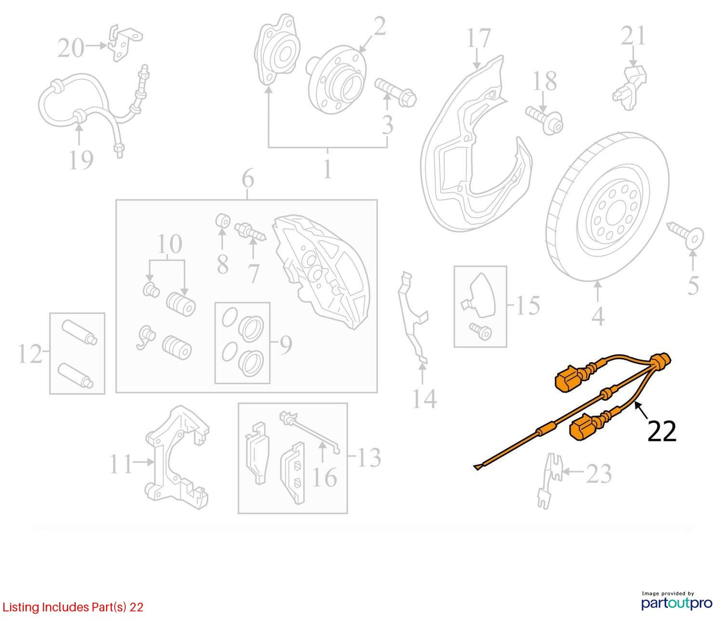 2012-2018 Audi A6/A7 Front Left Speed Sensor Wiring Harness Used OEM 4G0972251D