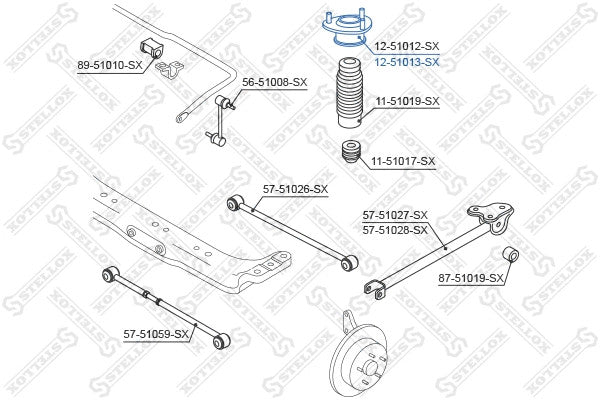 STELLOX 1995-2010 Hyundai Elantra Insulator-Rear Strut Right 5532029000