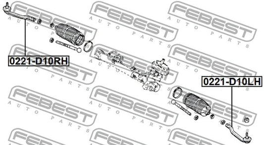 Febest Steering Tie Rod End Left 0221-D10LH