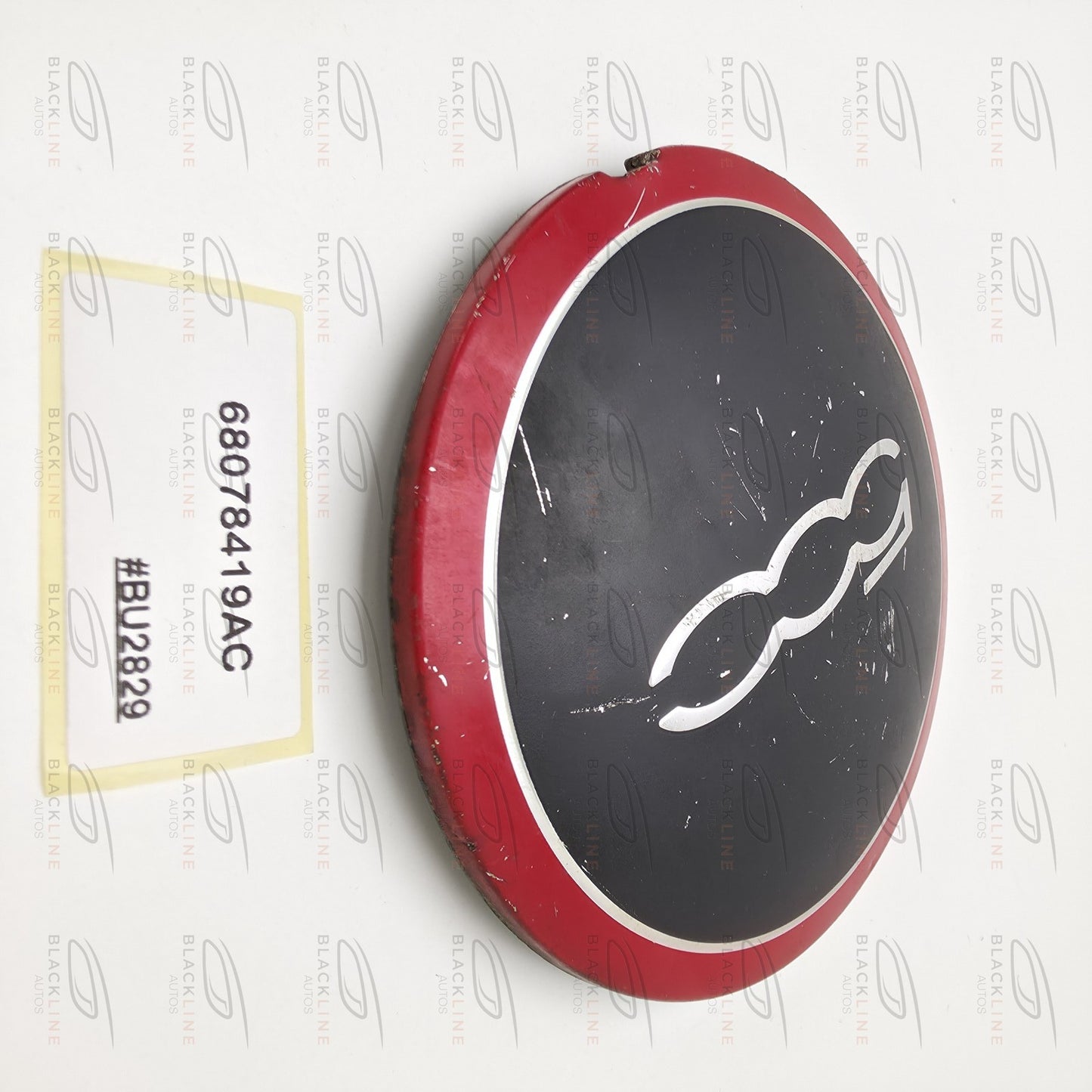 2012-2019 Fiat 500 Wheel Center Cap Black and Red 68078419AC
