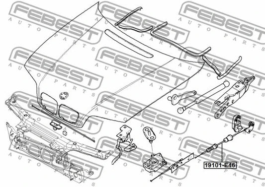 FEBEST BMW Bonnet Cable 19101-E46