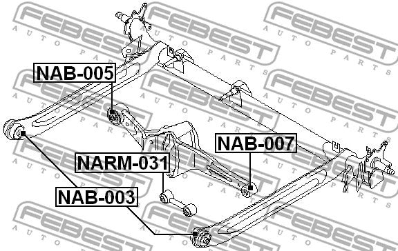FEBEST 1996-2005 INFINITI G20 Rear Crossmember Lateral Link Bushing NAB-005