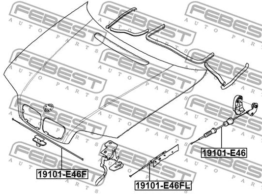 FEBEST BMW Cable Assembly Hood Lock Control 19101-E46F