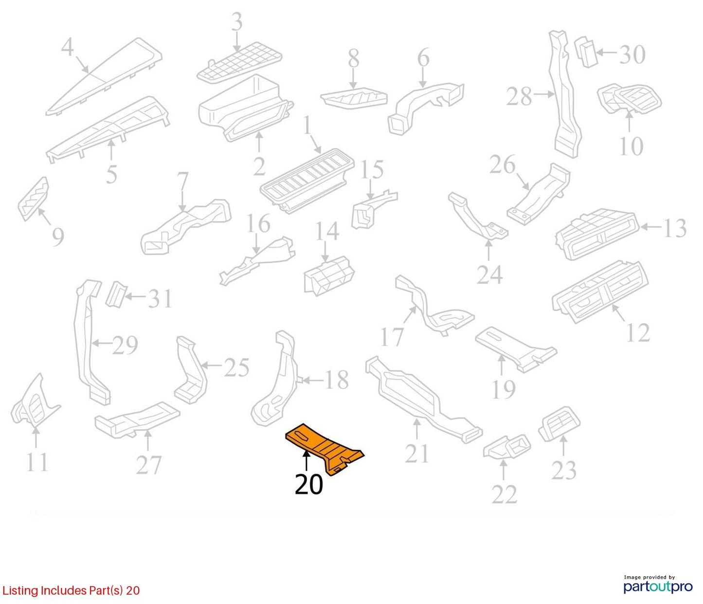 2012-2018 Audi A6 Dashboard Air Guide Channel Used OEM 4G0819801A
