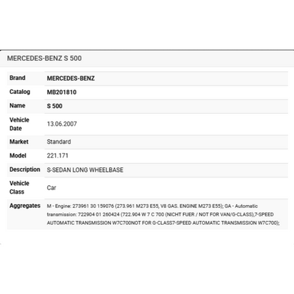 2012-2013 Mercedes-Benz S600 Impact Absorber 2218850837