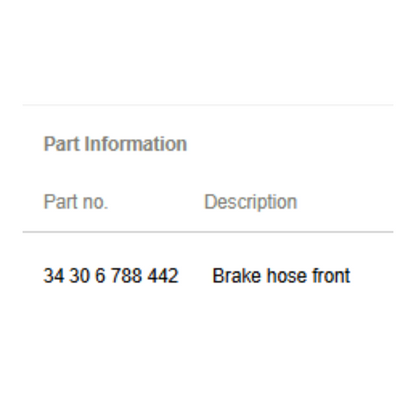 2011-2015 Mini Cooper Front Brake Hose Used OEM 34306788442