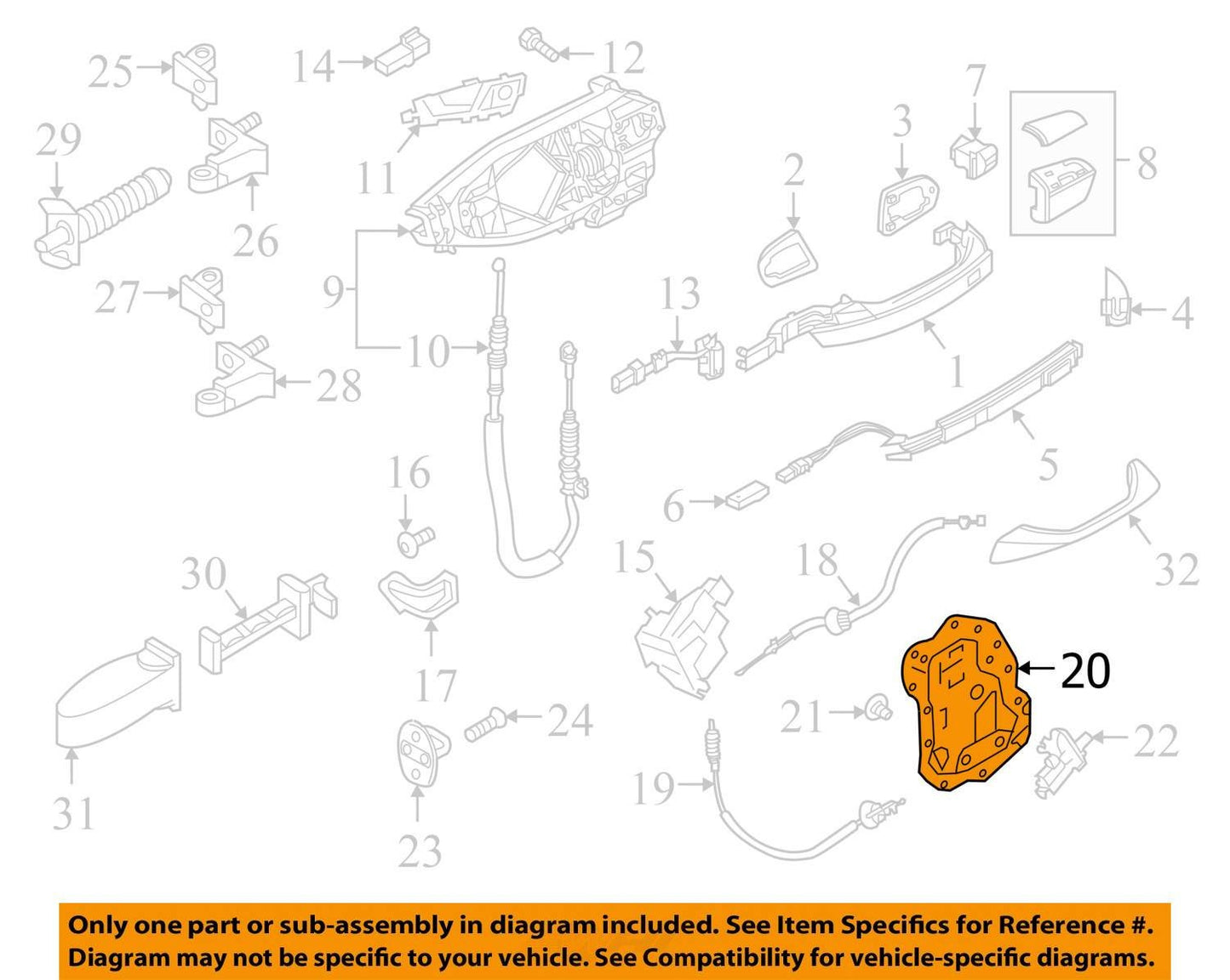 2019-2025 Audi S8 Door Lock Rod Cover Upper Lower 4N0839915