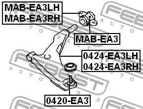 FEBEST 1998-2006 Mitsubishi Rear Bushing Front Right Control Arm MAB-EA3RH