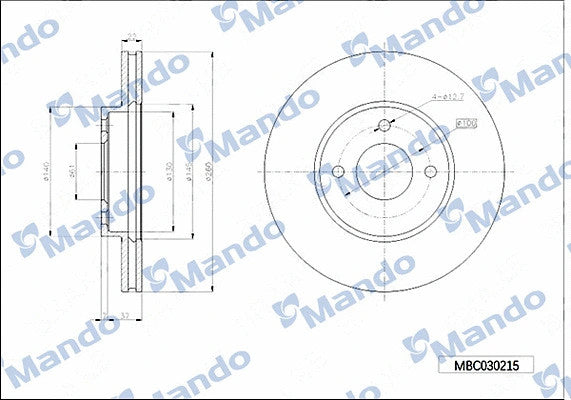 MANDO 2014-2017 Nissan Note Brake Disc MBC030215