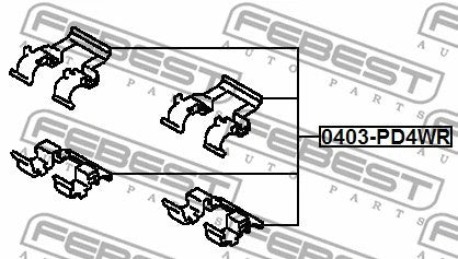 FEBEST MITSUBISHI Accessory Kit Disc Brake Pad 0403-PD4WR