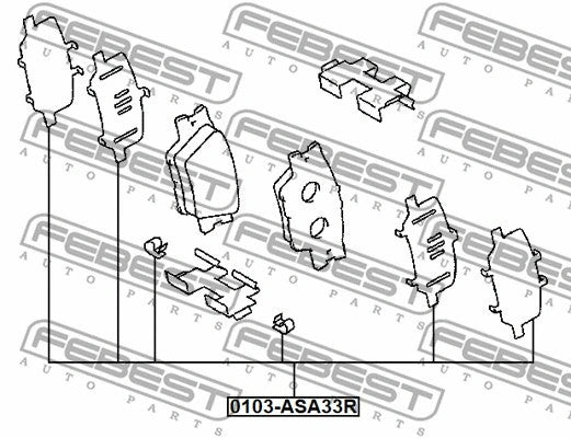 Febest 2006-2013 Toyota RAV4 Disc Brake Clip Set 0103-ASA33R