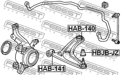 FEBEST Honda REAR BUSHING, FRONT CONTROL ARM - HAB-140