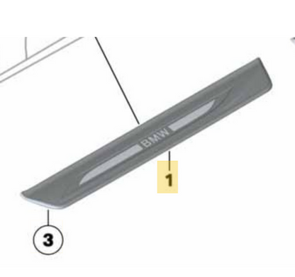 2011–2016 BMW 520i Front Right Illuminated Door Sill Trim USED OEM 51477203608