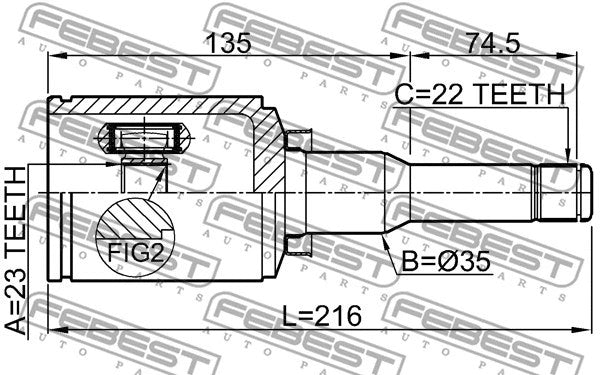 FEBEST General Motors Inner Cv Joint 1811-A16XERATLH