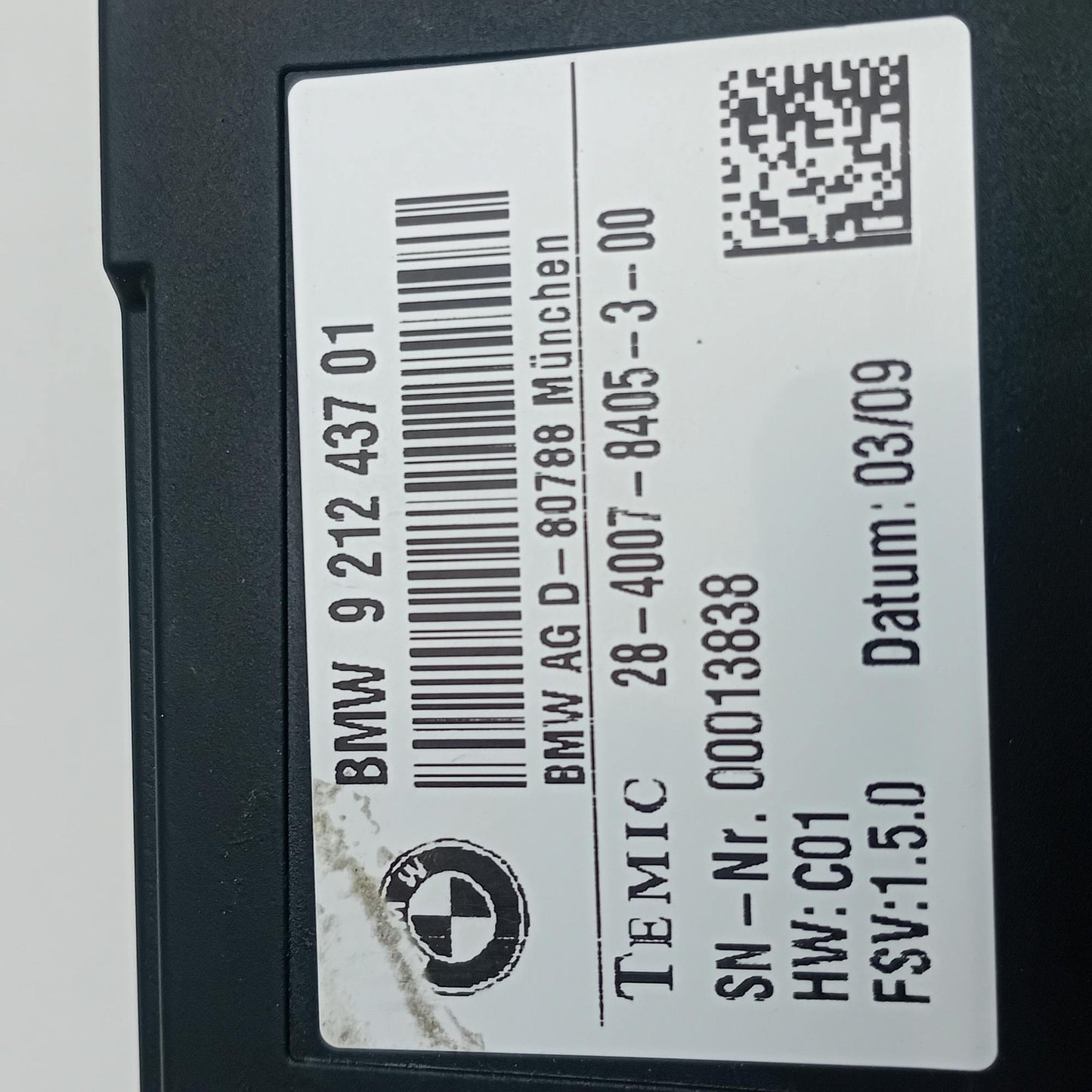 2009-2015 BMW 750Li Rear Seat Comfort Control Module 921243701
