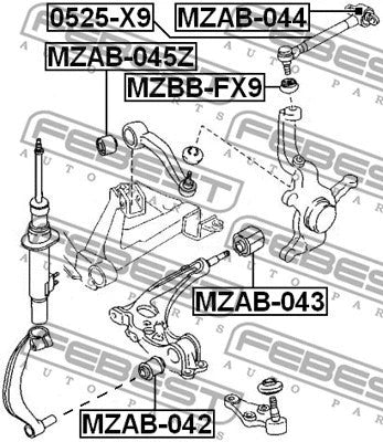 FEBEST 1995-2002 Mazda Millenia Front Lower Arm Bushing MZAB-045Z