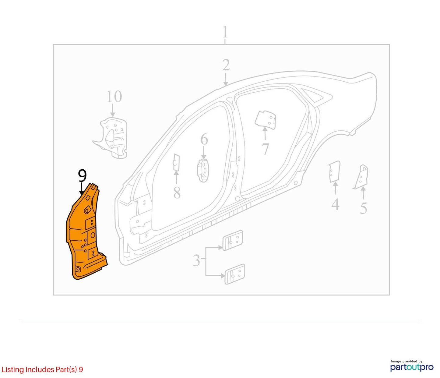 2009 Chevrolet Lumina Right Body H-Pillar Lower Reinforcement Used OEM 92267151