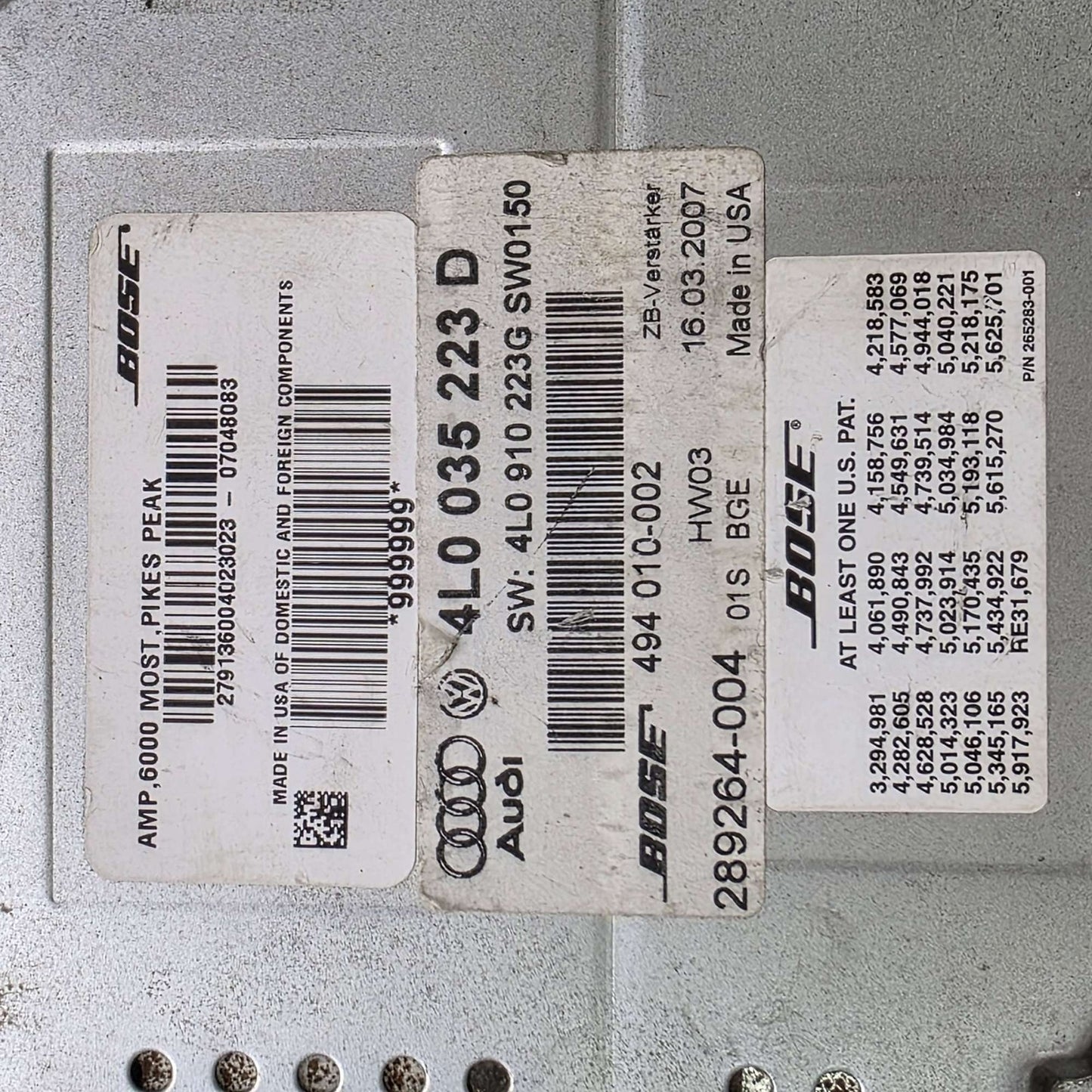 2007-2009 Audi Q7 Bose Premium Radio Amplifier Audio Module Amp 4L0035223D