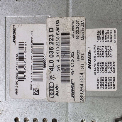 2007-2009 Audi Q7 Bose Premium Radio Amplifier Audio Module Amp 4L0035223D