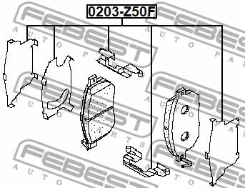 FEBEST 2009-2020 Nissan 370Z Disc Brake Clip Set 0203-Z50F