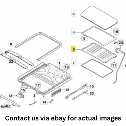 BMW Cover Frame + Sliding Headliner + Glass Cover Set Used OEM 54137033531