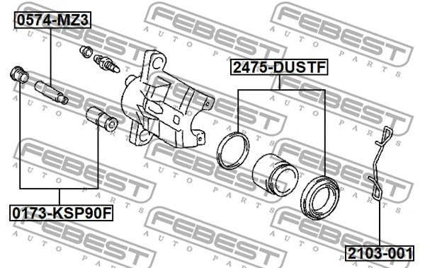 FEBEST 2009-2019 Fiat 500 Spring, Disc Brake Pad 2103-001