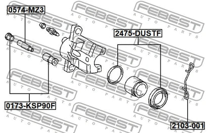 FEBEST 2009-2019 Fiat 500 Spring, Disc Brake Pad 2103-001
