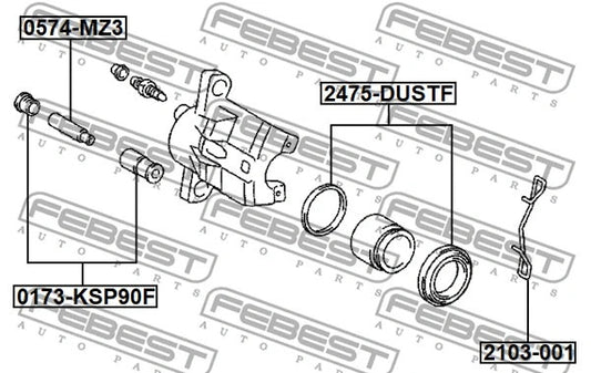 FEBEST 2009-2019 Fiat 500 Spring, Disc Brake Pad 2103-001