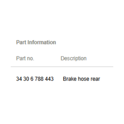 2011-2015 Mini Cooper Rear Brake Hose Used OEM 34306788443